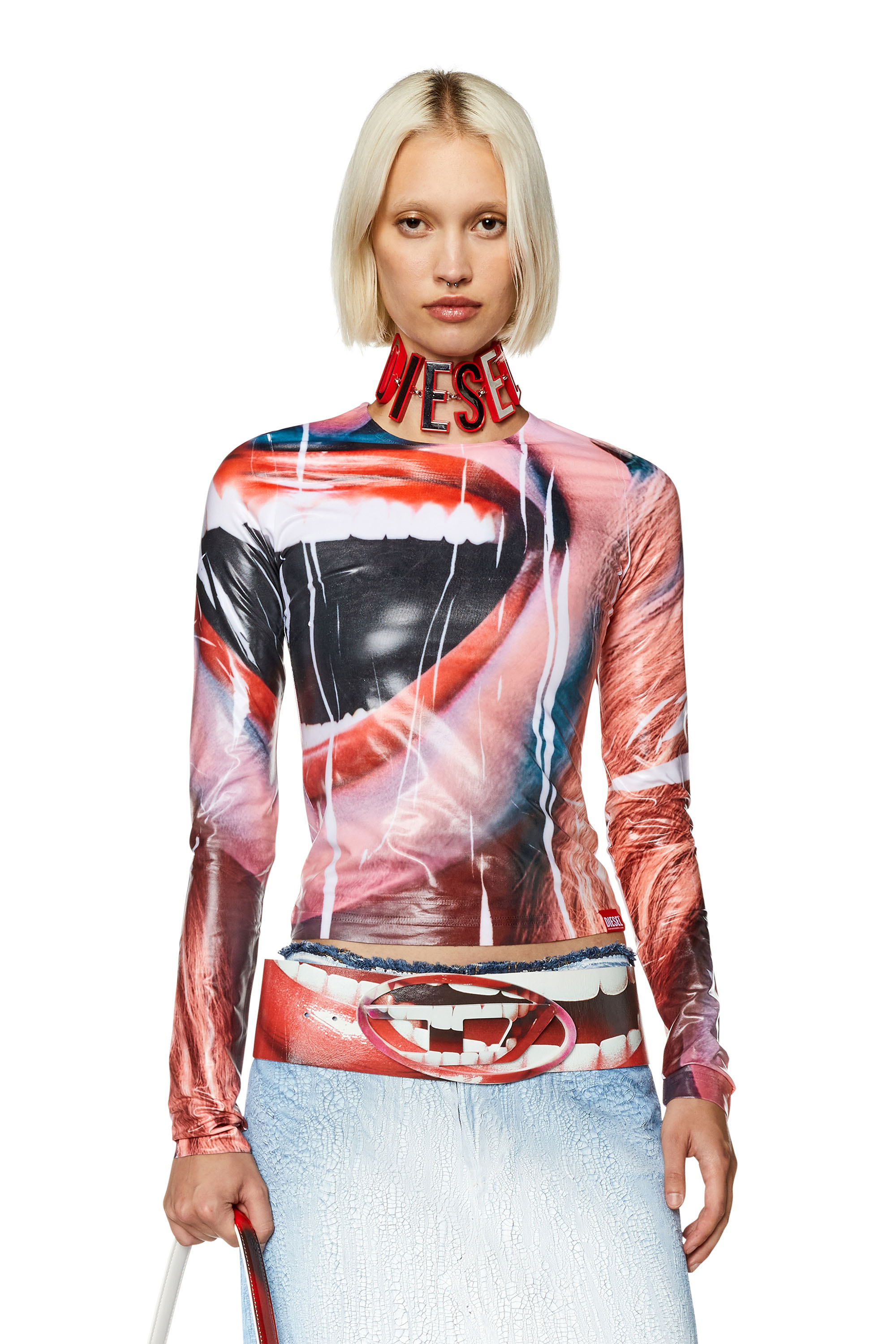 Graphic-print stretch T-shirt - Red