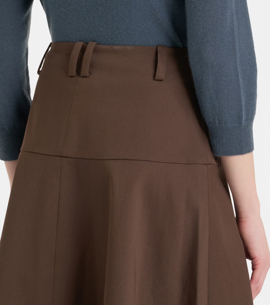 Cotton twill midi skirt