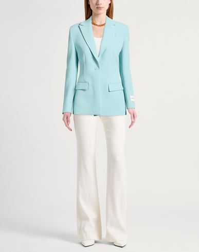 Woman Blazer Light green Size L Polyester, Elastane