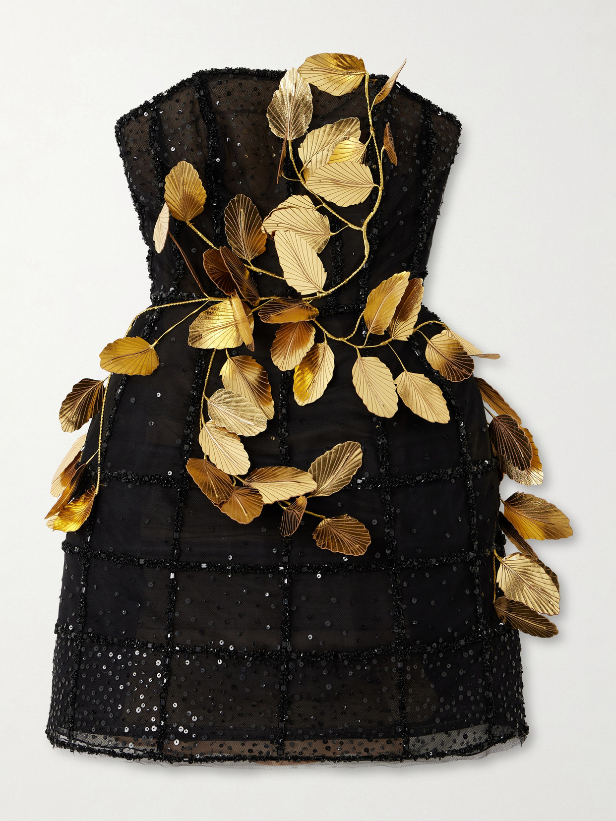 Embellished Tulle Mini Dress - Black