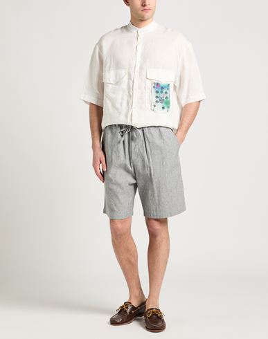 Man Shorts & Bermuda Shorts Grey Size M Cotton, Linen