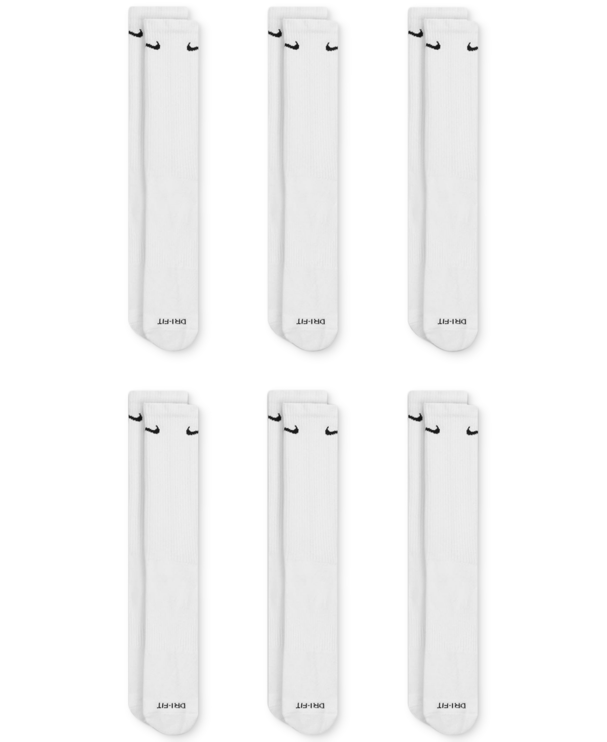 Men's Everyday Plus Cushioned Training Crew Socks (6 Pairs) - White