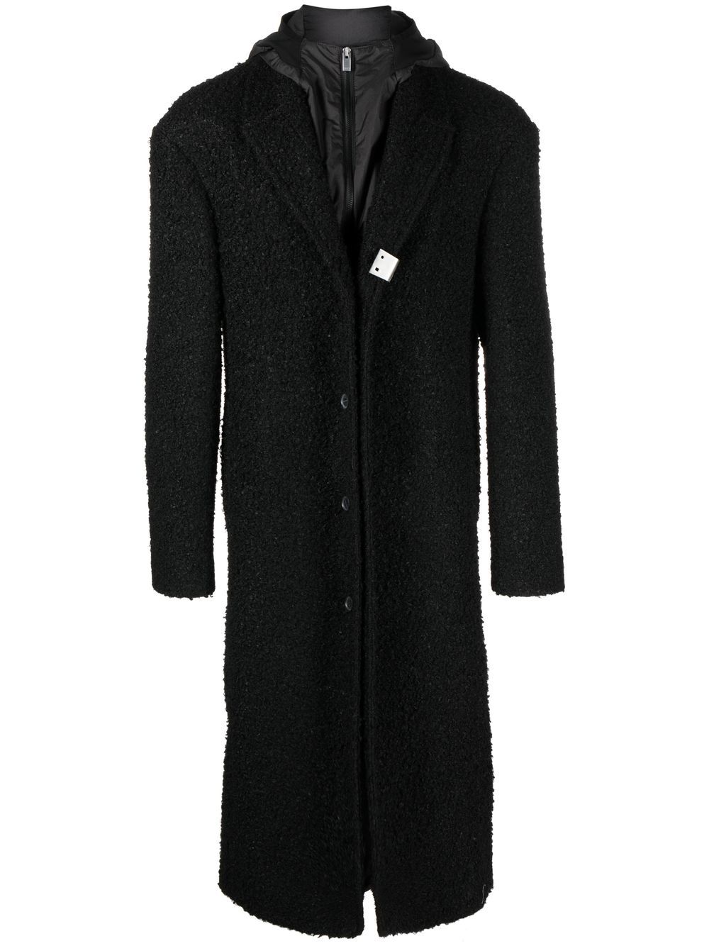 Bouclé layered single-breasted coat