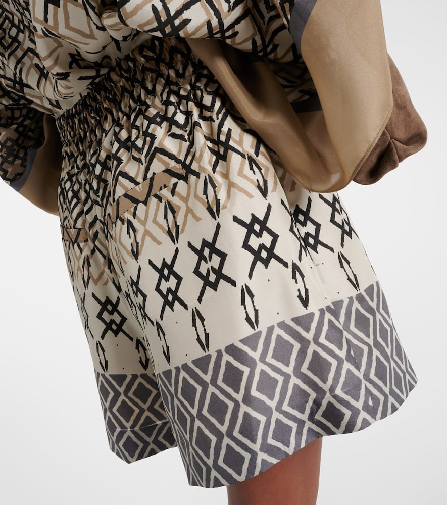 Printed silk shorts