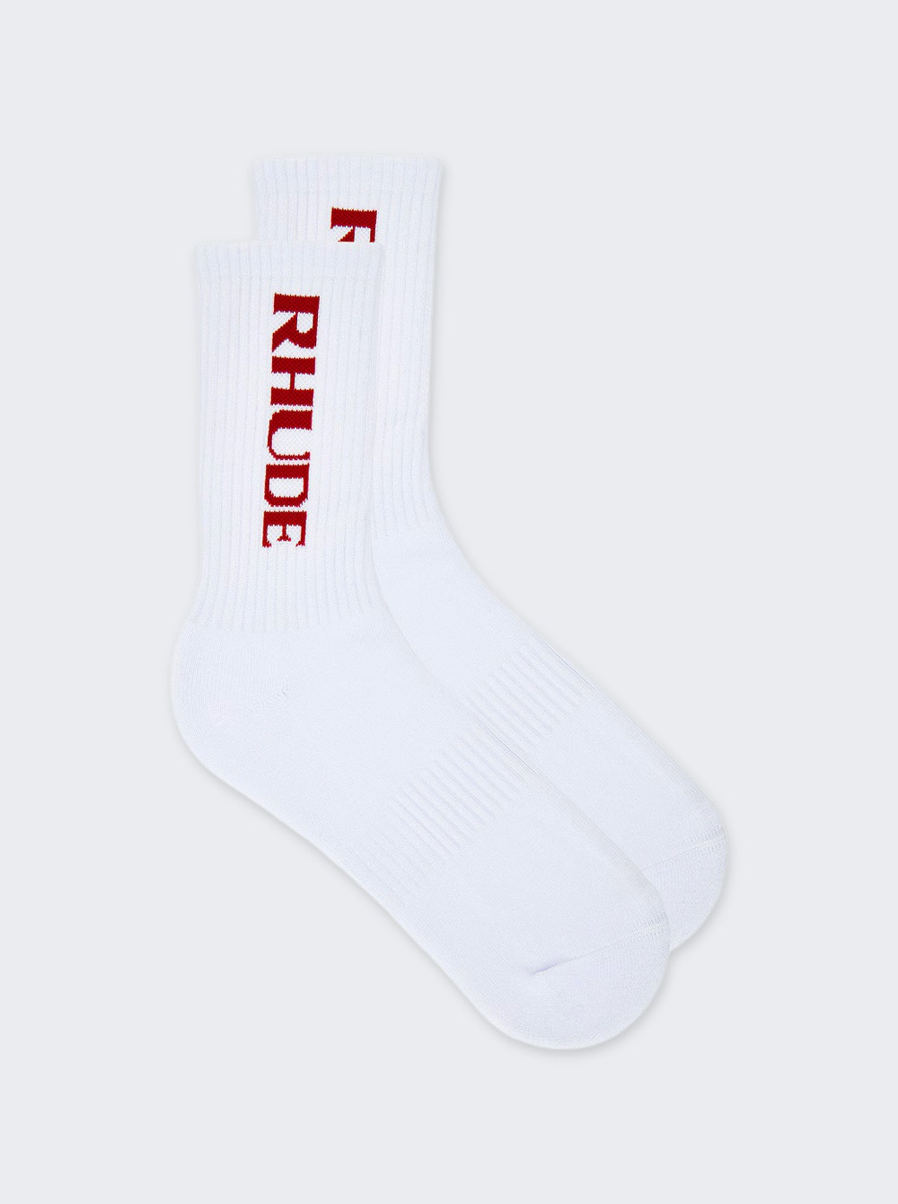 Rhude Filtaro Logo Sock in White & Red - White. a