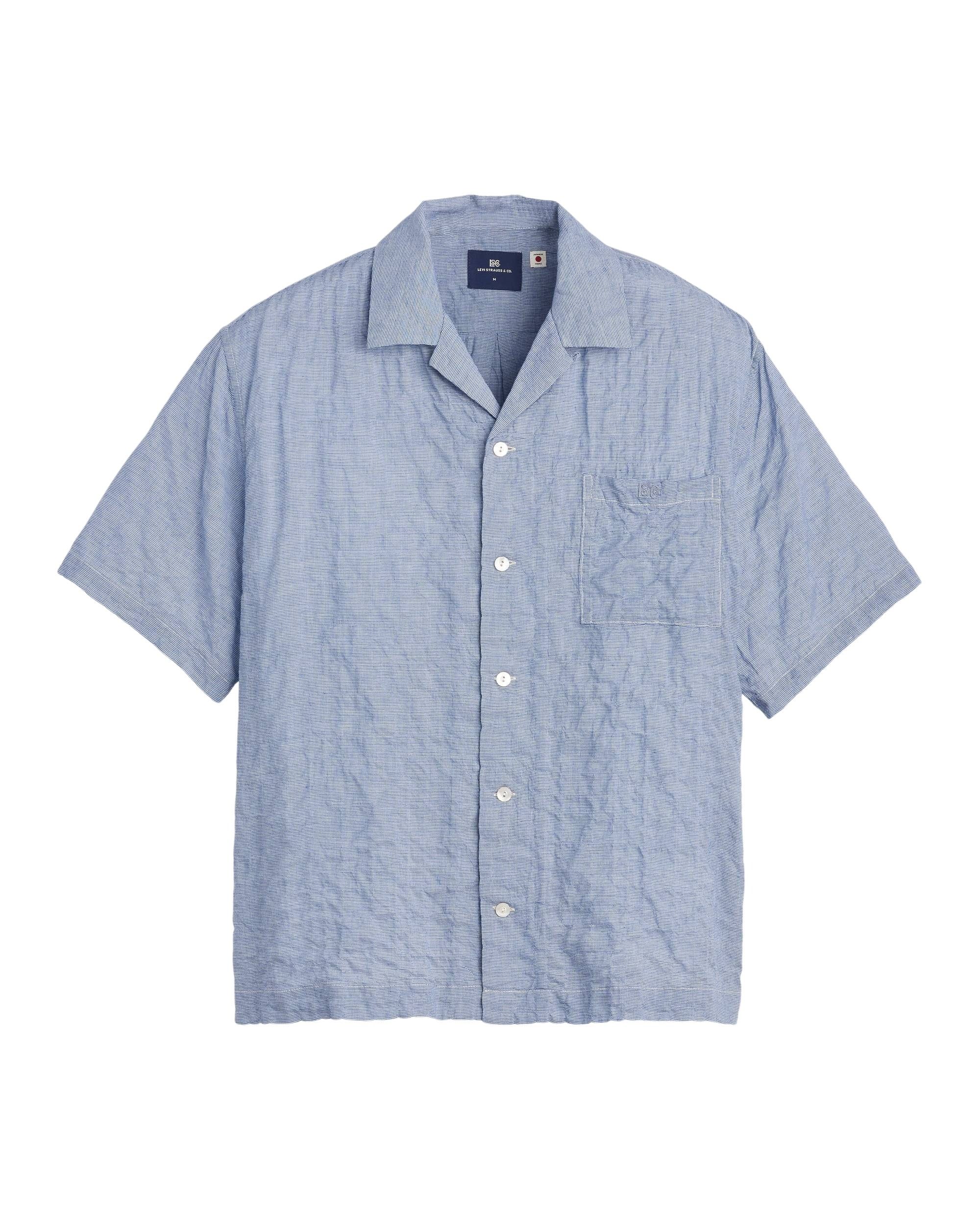 Blue Tab Ss Camp Shirt Cotton Silk Modal Elastam - Men