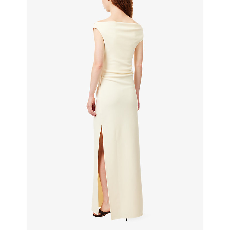 Womens Leora Asymmetric Bonded-Crepe Maxi Dress