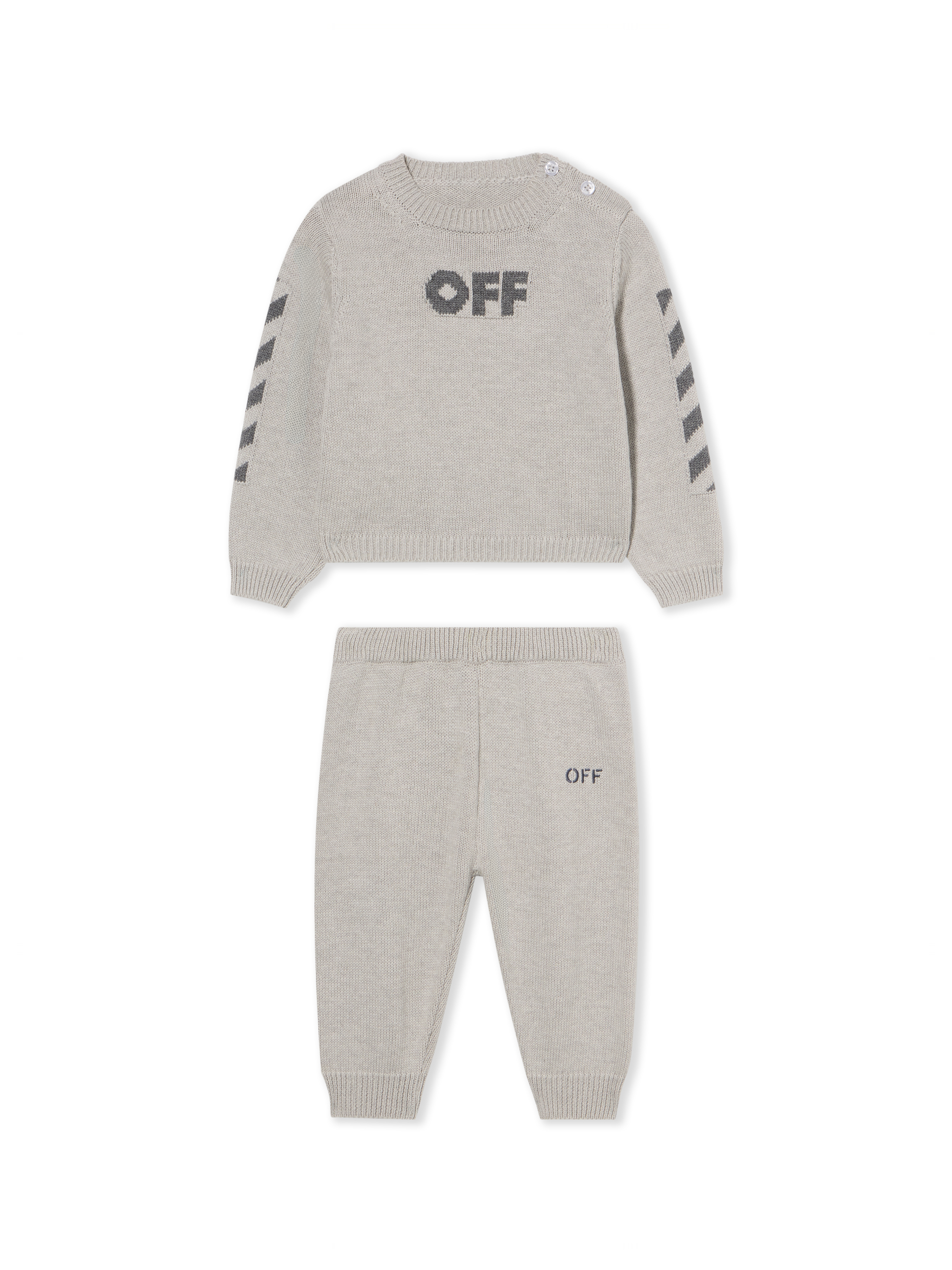 Diagonal Logo Knit Set - Kids Baby Light Grey - Dark Grey 6