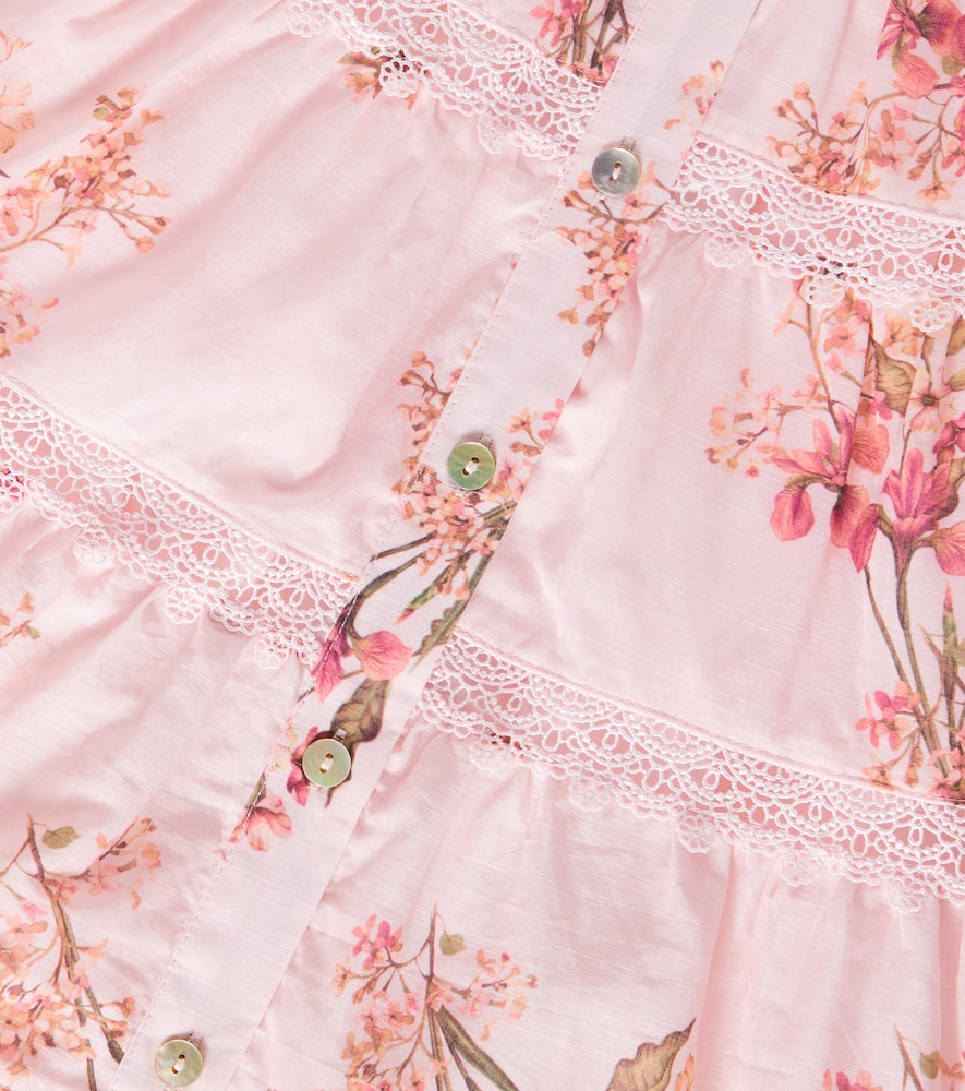 Floral tiered cotton shirt dress