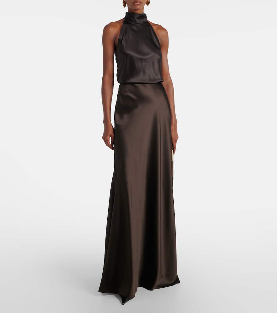 Chilton halterneck silk-blend top