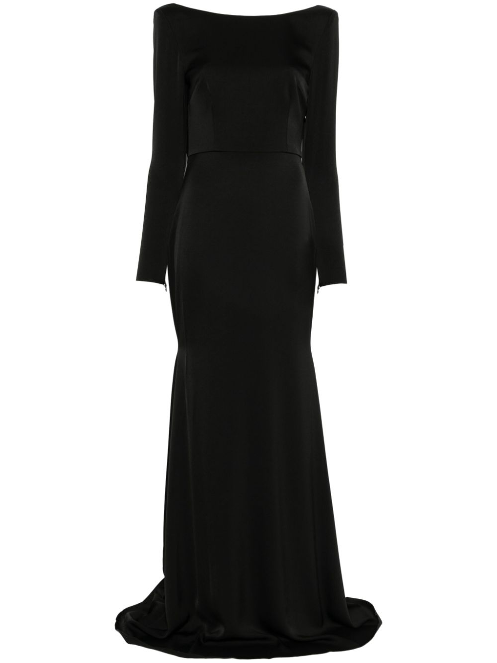 Open-back satin gown - Black