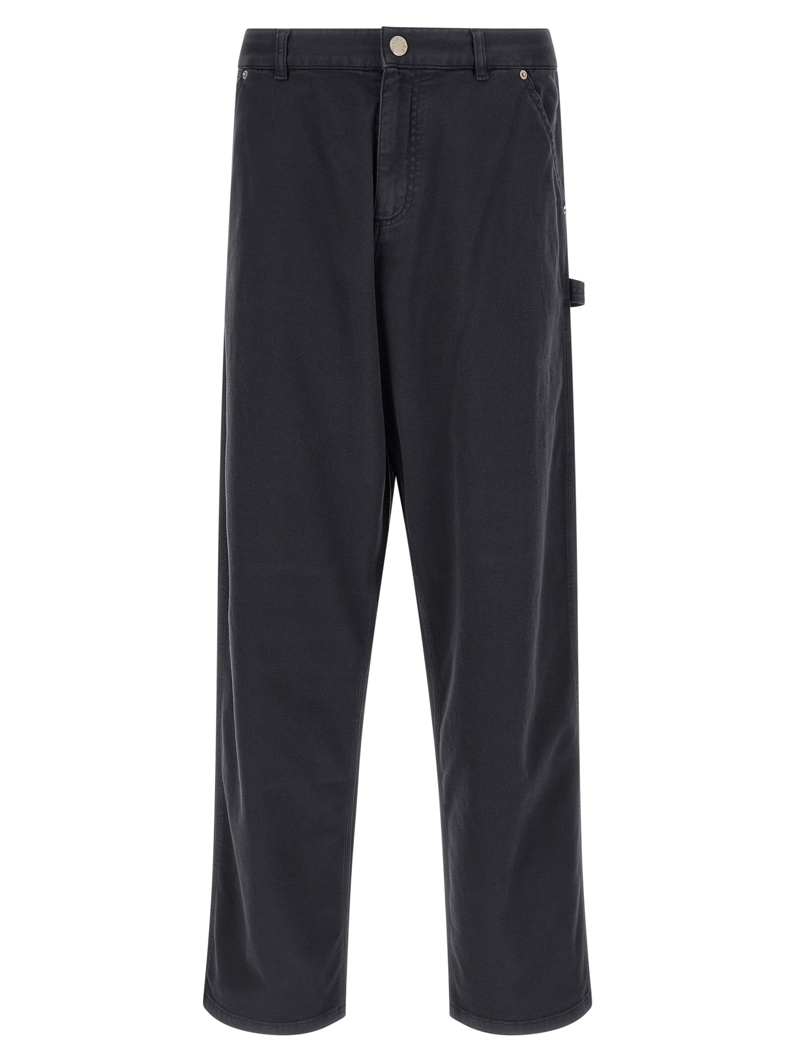 Cotton Gabardine Cargo Pants — Black