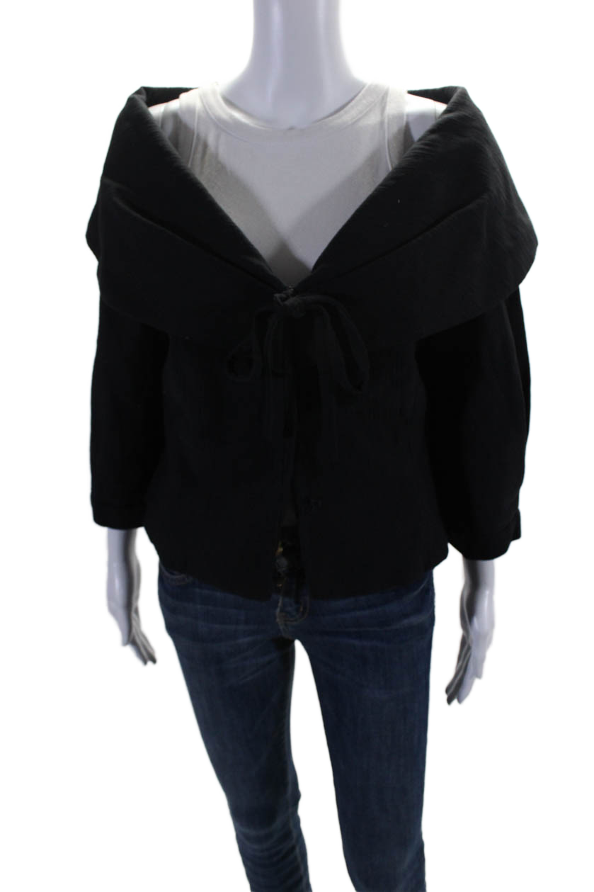Women's Collared Long Sleeve Lined Jacket Black