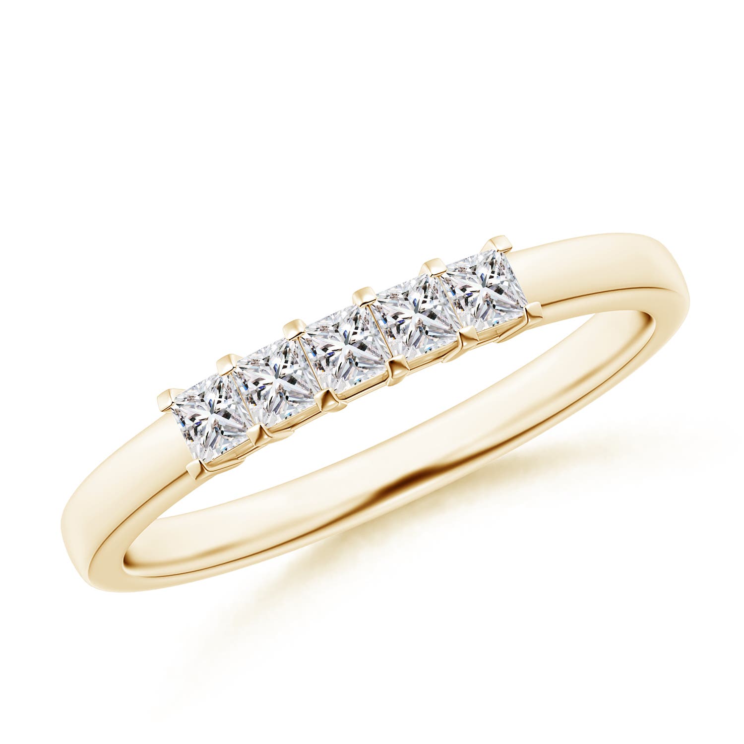 Angara 0.3 Carat Classic Five Stone Princess Diamond Wedding Ring for Her in 14K Yellow Gold