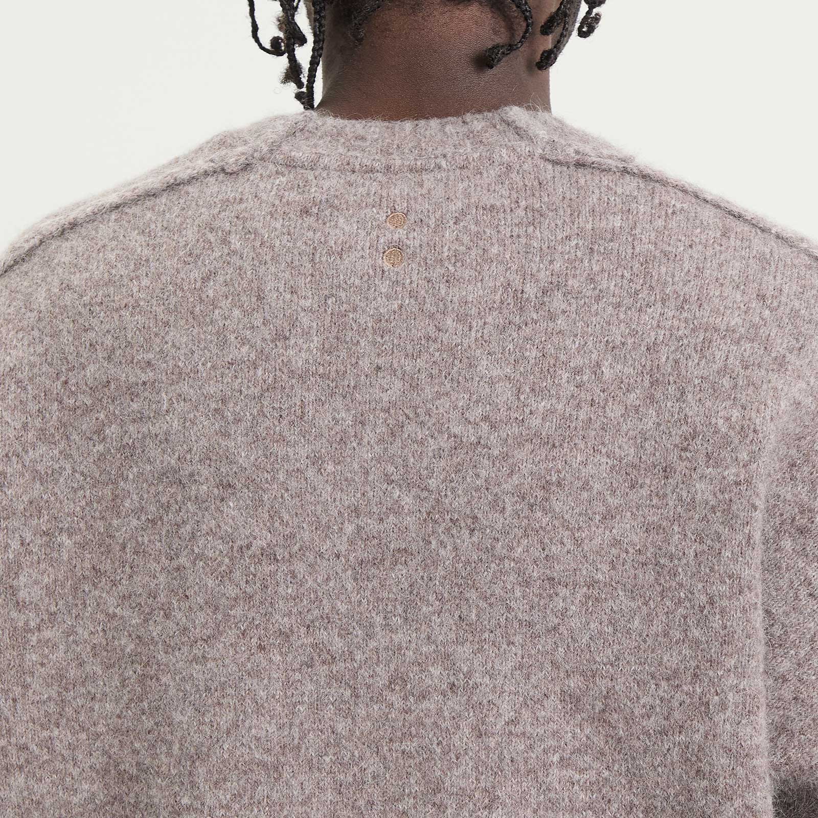 Men's Exposed Mock Neck Jumper in Biscuit