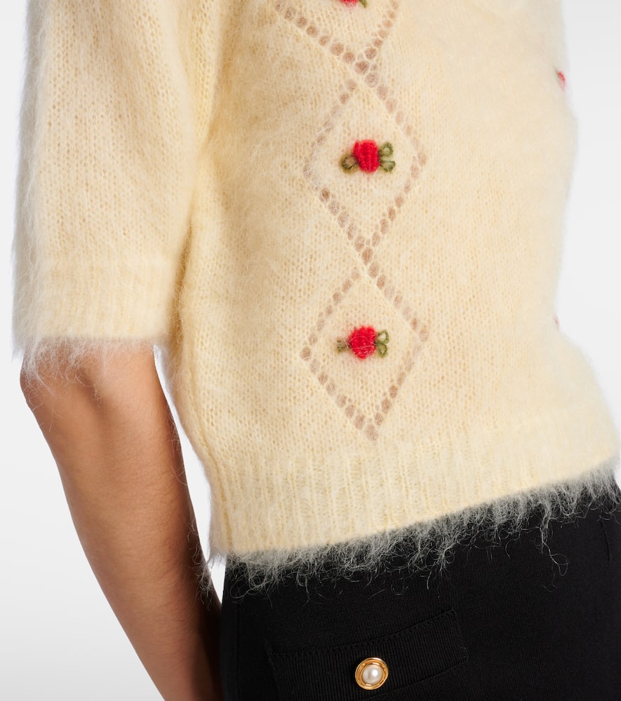 Embroidered mohair-blend sweater