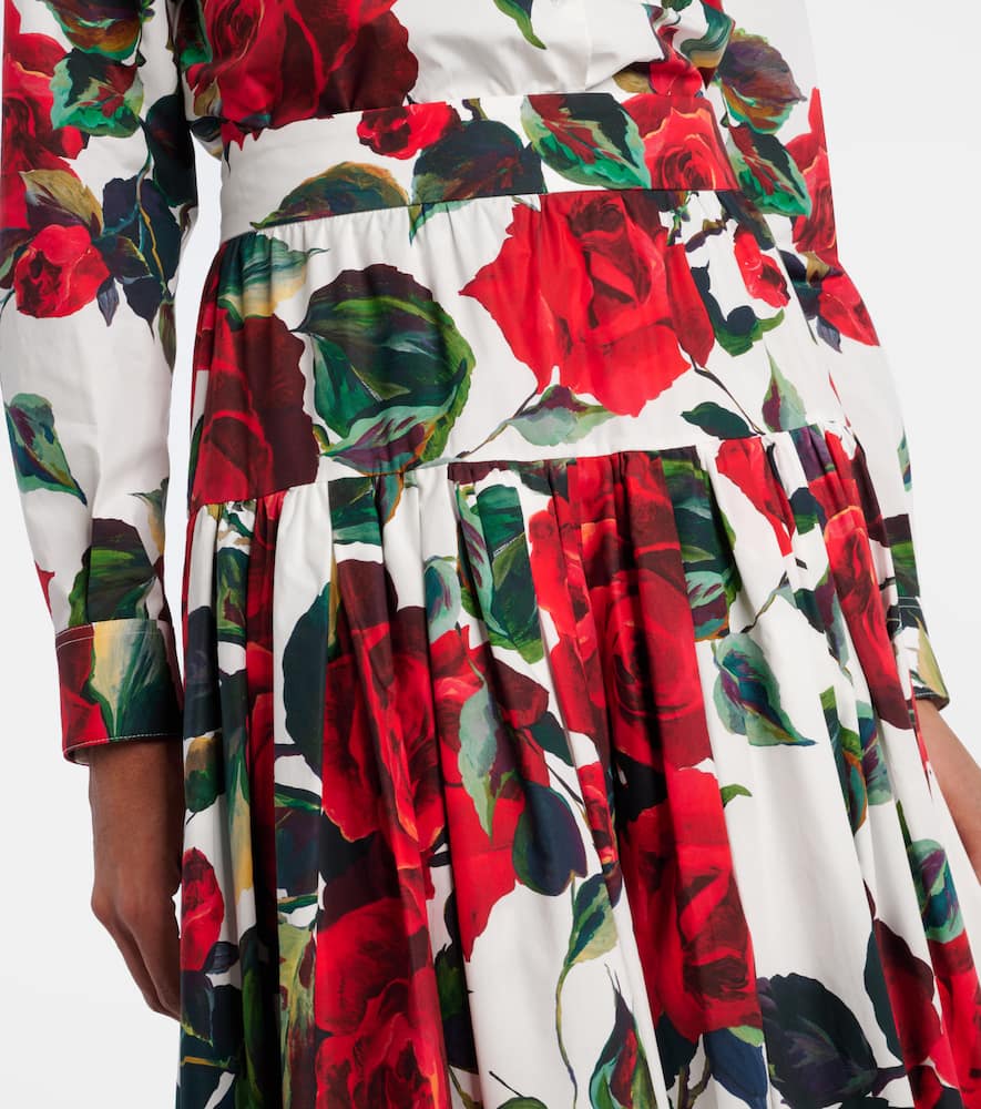Floral tiered cotton maxi skirt