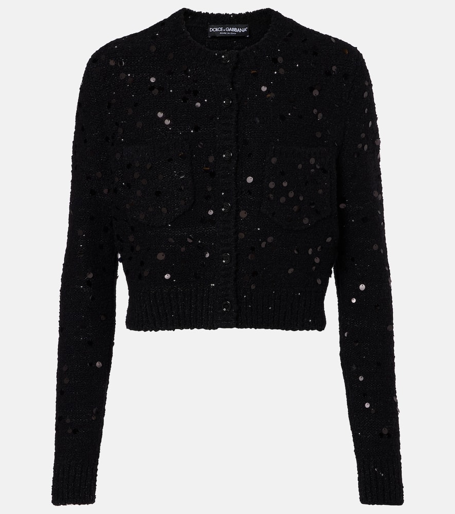 Sequined wool-blend cardigan