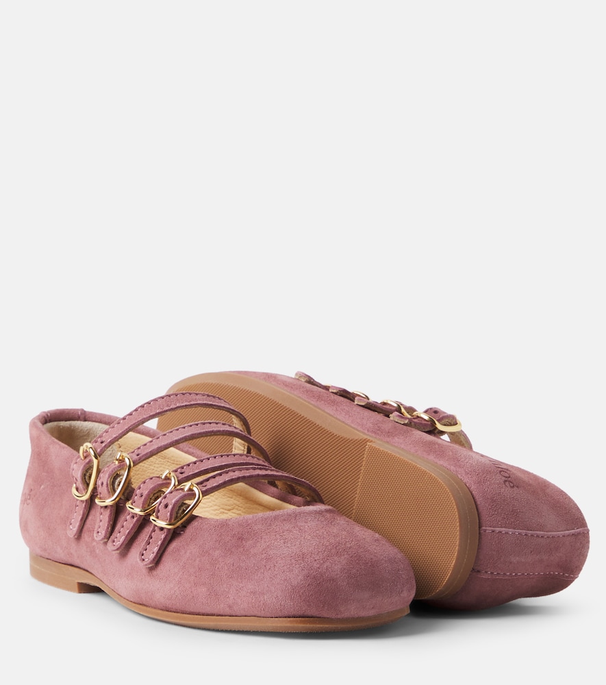 Chloé Kids Suede Mary Jane flats