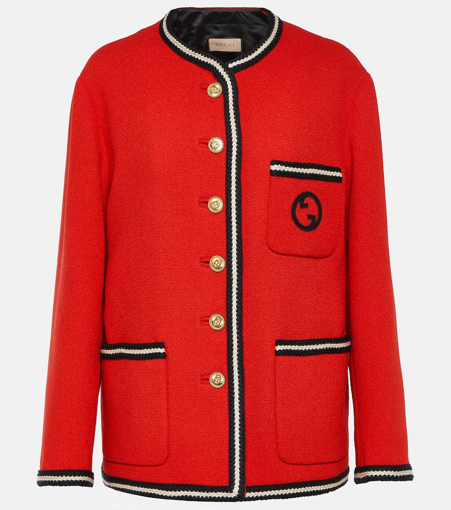 GG embroidered wool-blend tweed jacket
