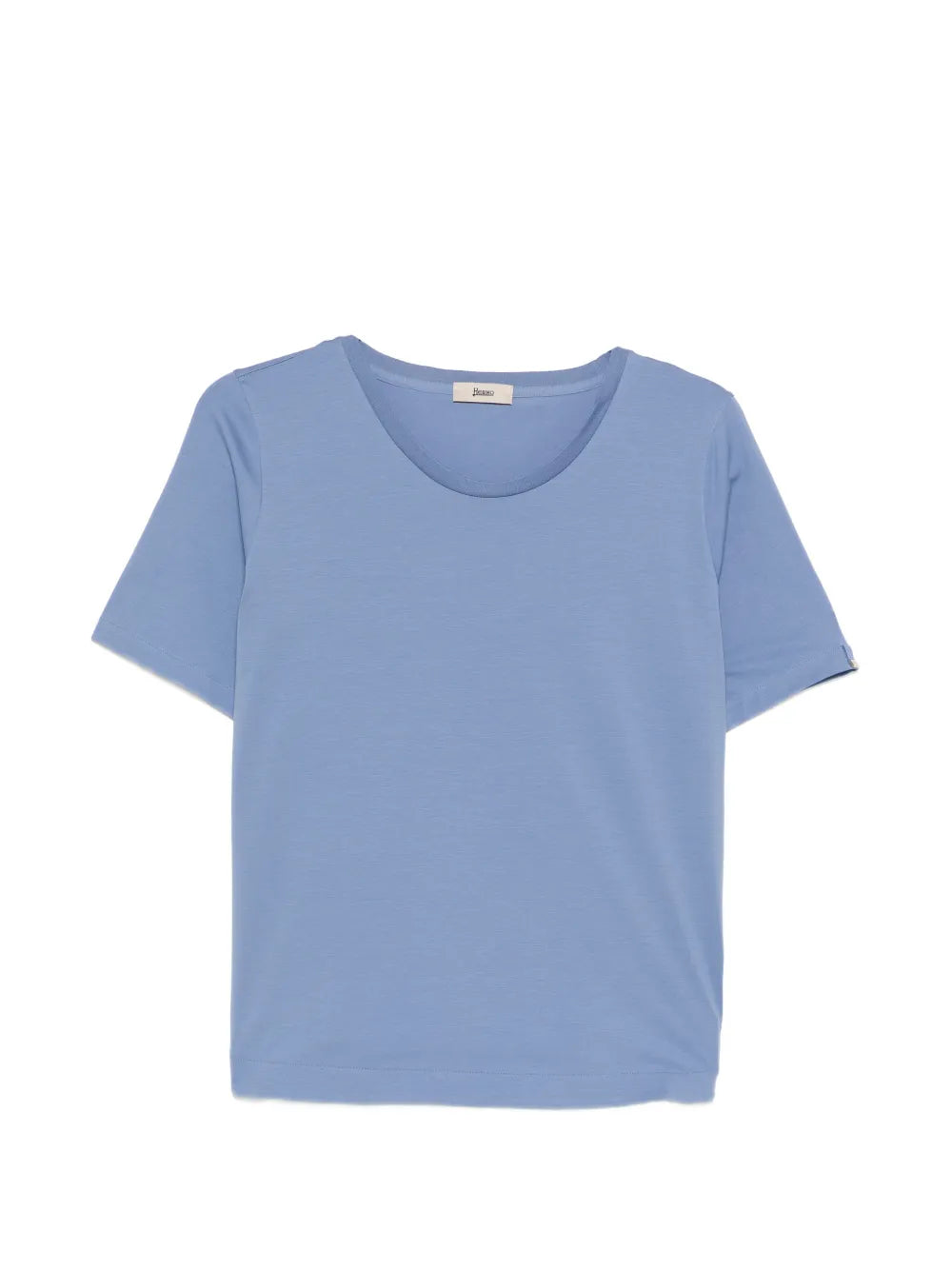 Rounded-Hem Crew Neck T-Shirt — Periwinkle Blue