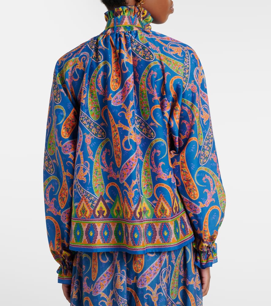 Printed cotton and silk twill blouse