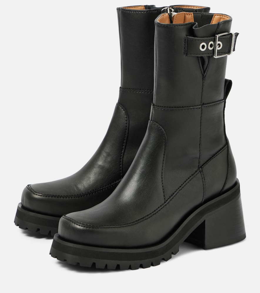 Faux leather ankle boots