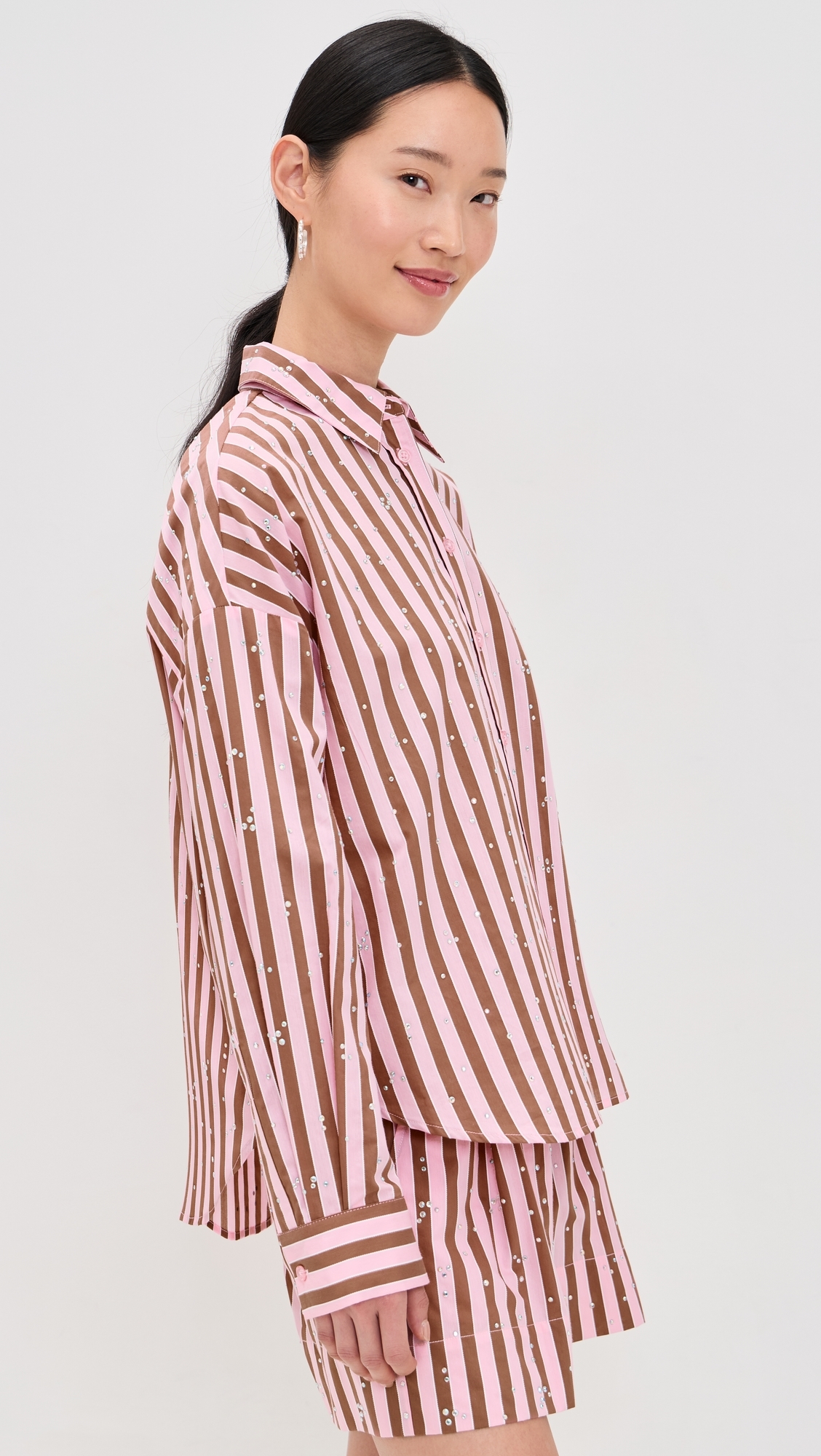Jelief Rhinestone Shirt Combo1 Young Rose