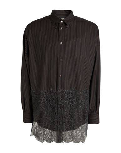 Man Shirt Dark brown Size M Wool