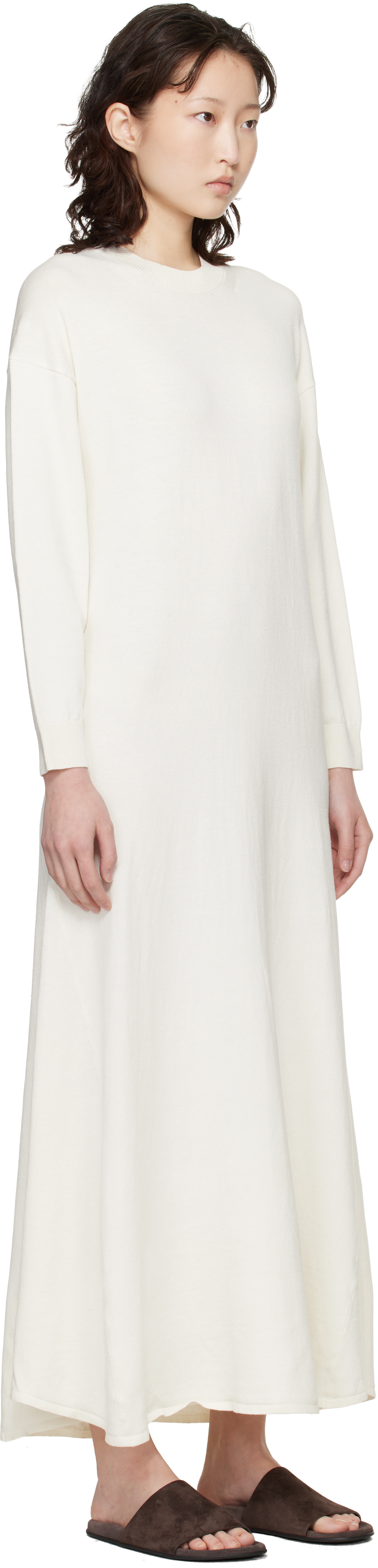White Silk Linen Knit Maxi Dress