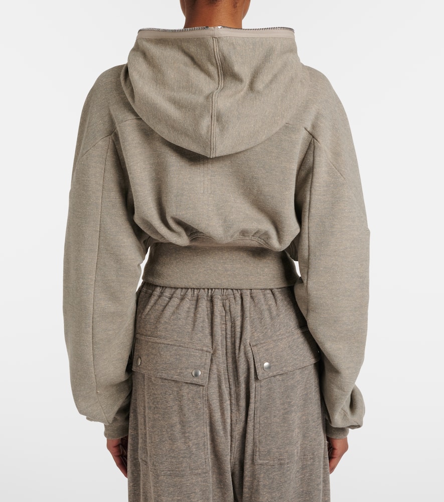 Cropped cotton-blend jersey hoodie