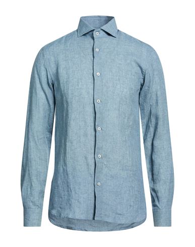 Man Shirt Slate blue Size 42 Linen