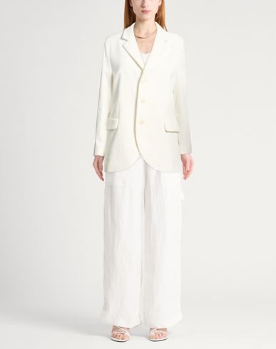 Woman Blazer Ivory Size 8 Cotton, Elastane