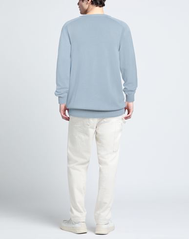 Man Sweater Light blue Size 50 Cotton