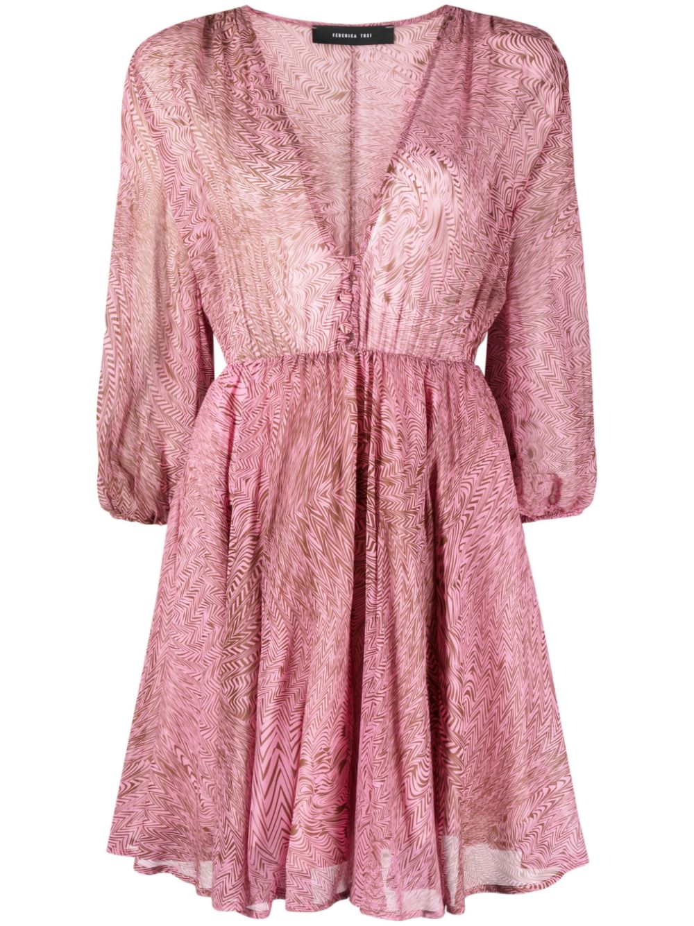 Abstract-print silk dress - Pink