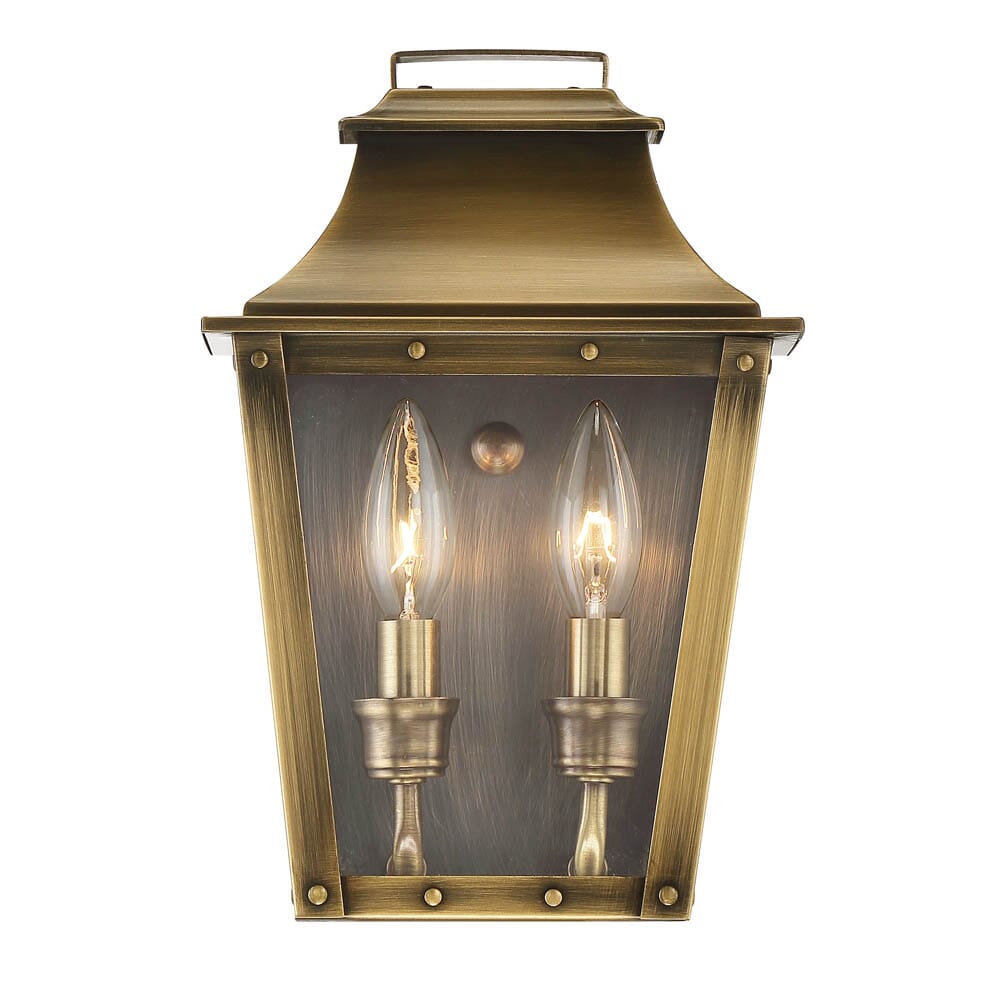 Aged Brass Two Light Wall Sconce from the Coventry Collection