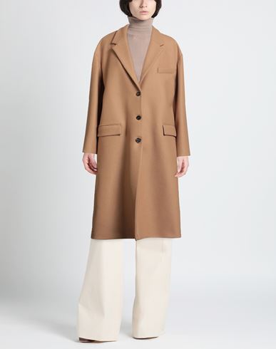 A. b. Woman Coat Camel Size 8 Wool, Polyamide