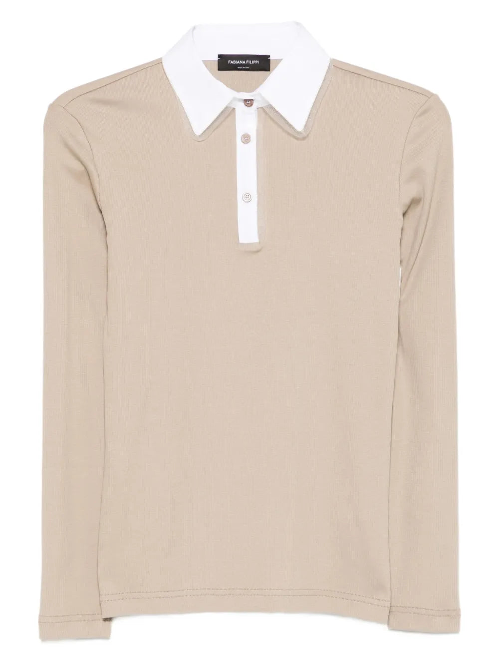 Contrast Collar Polo Shirt — Beige
