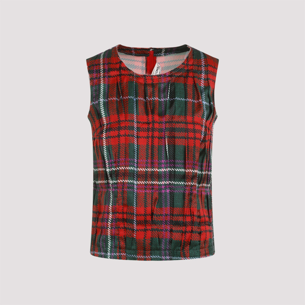 Multicolor Tartan Pleated Top