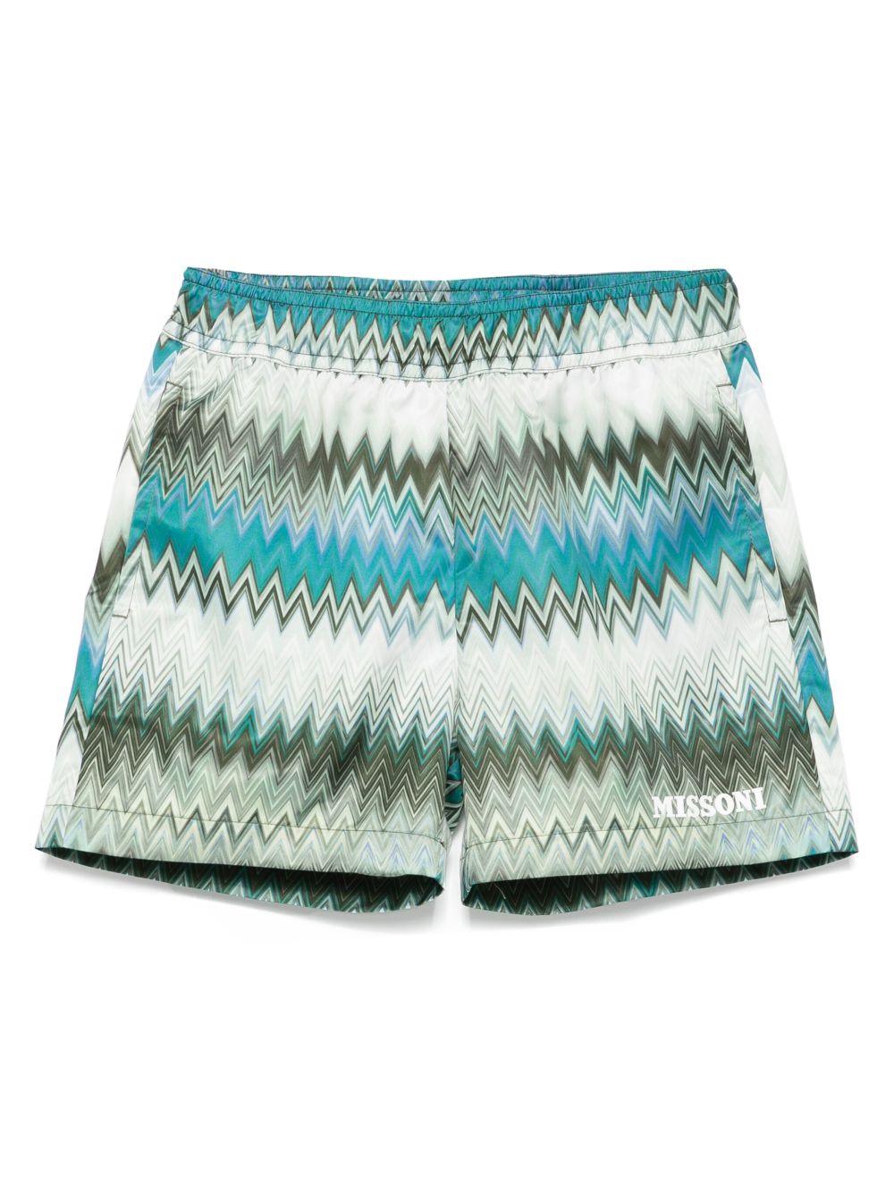 Zigzag-pattern swim shorts - Green