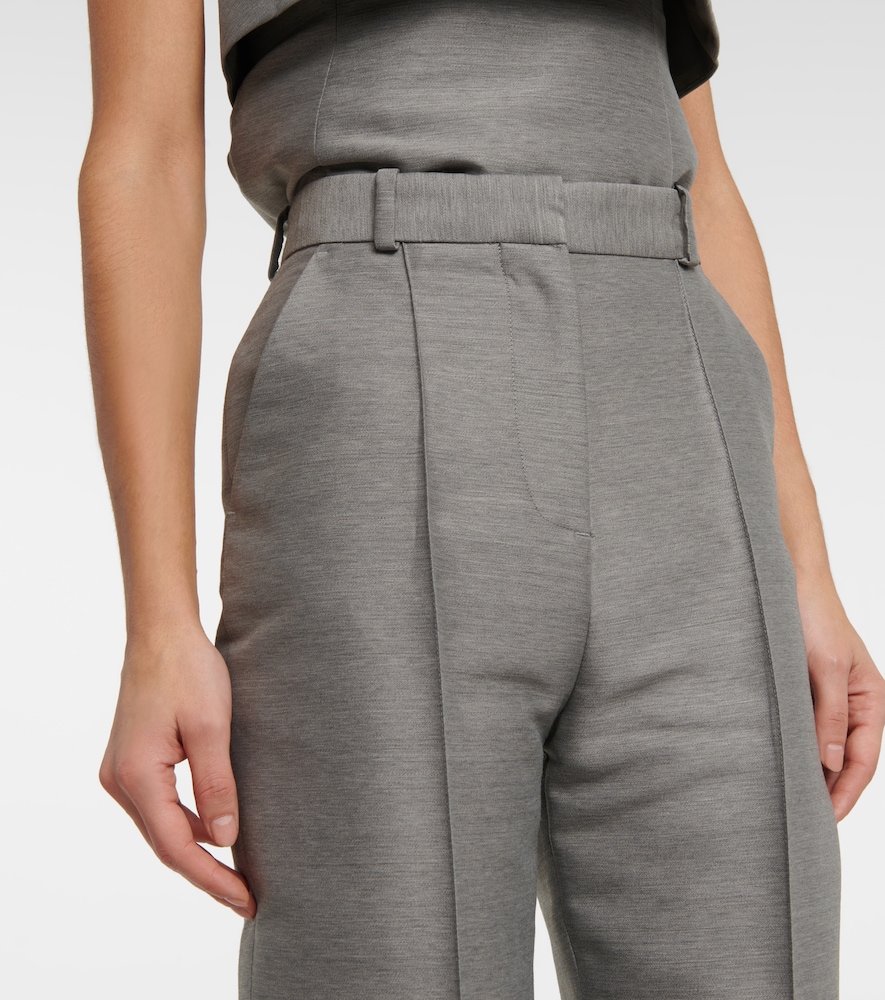 Mid-rise straight cotton and wool-blend pants