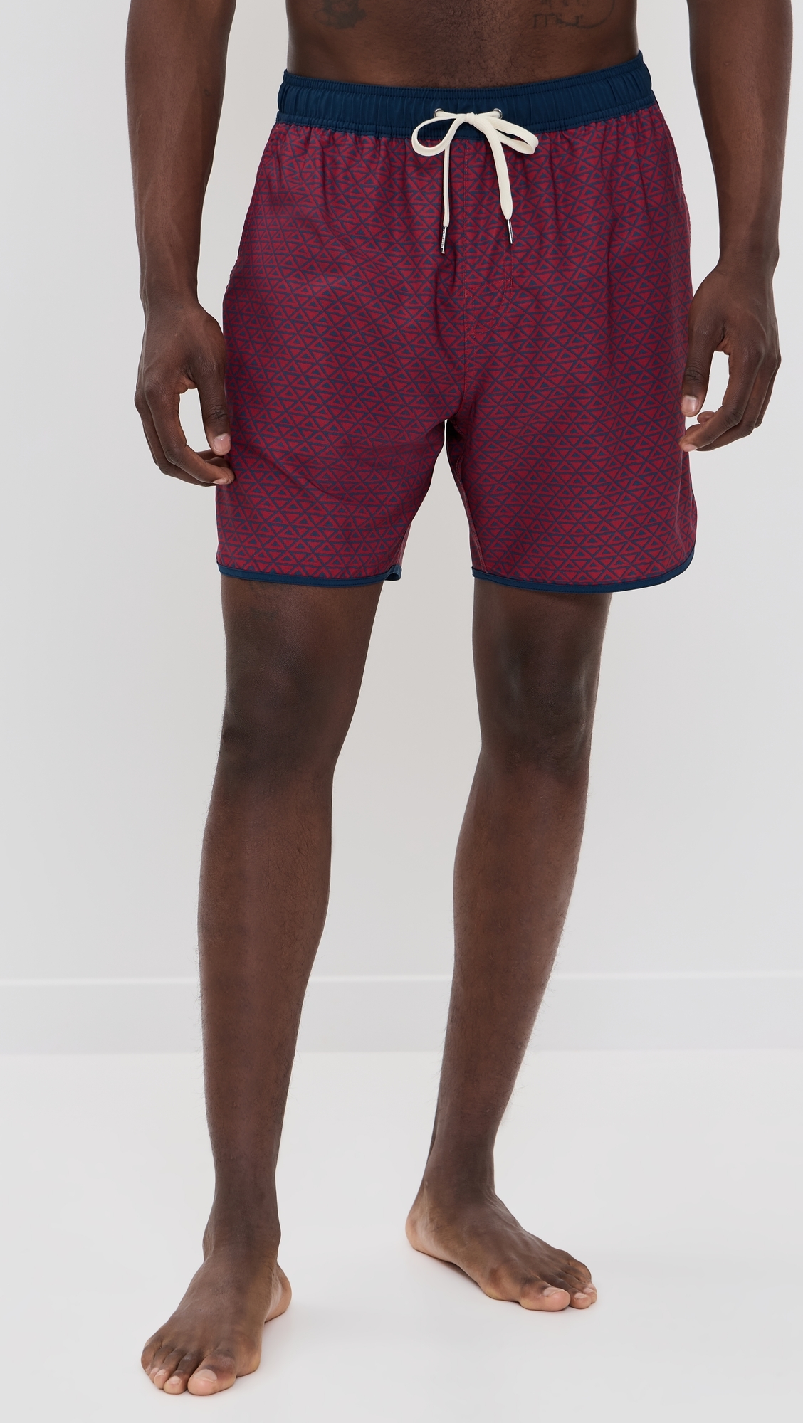 Fair Harbor The Anchor Swim Shorts 6 Nautical Red Wavy Geo