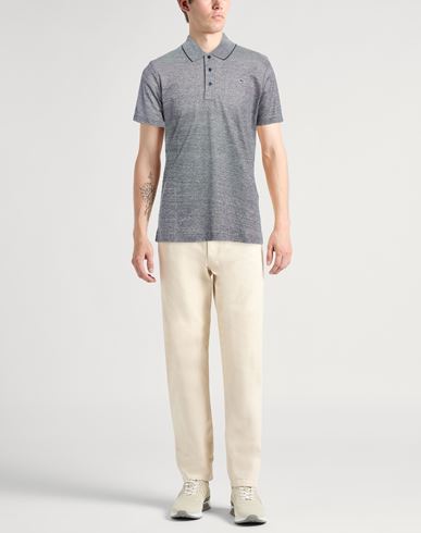 Man Polo shirt Midnight blue Size M Linen, Cotton