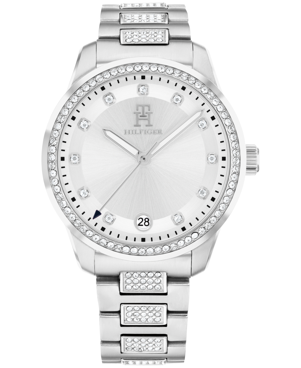 Women's Quartz Silver-Tone Stainless Steel with Crystals Bracelet Watch 36mm - Silver and Crystals