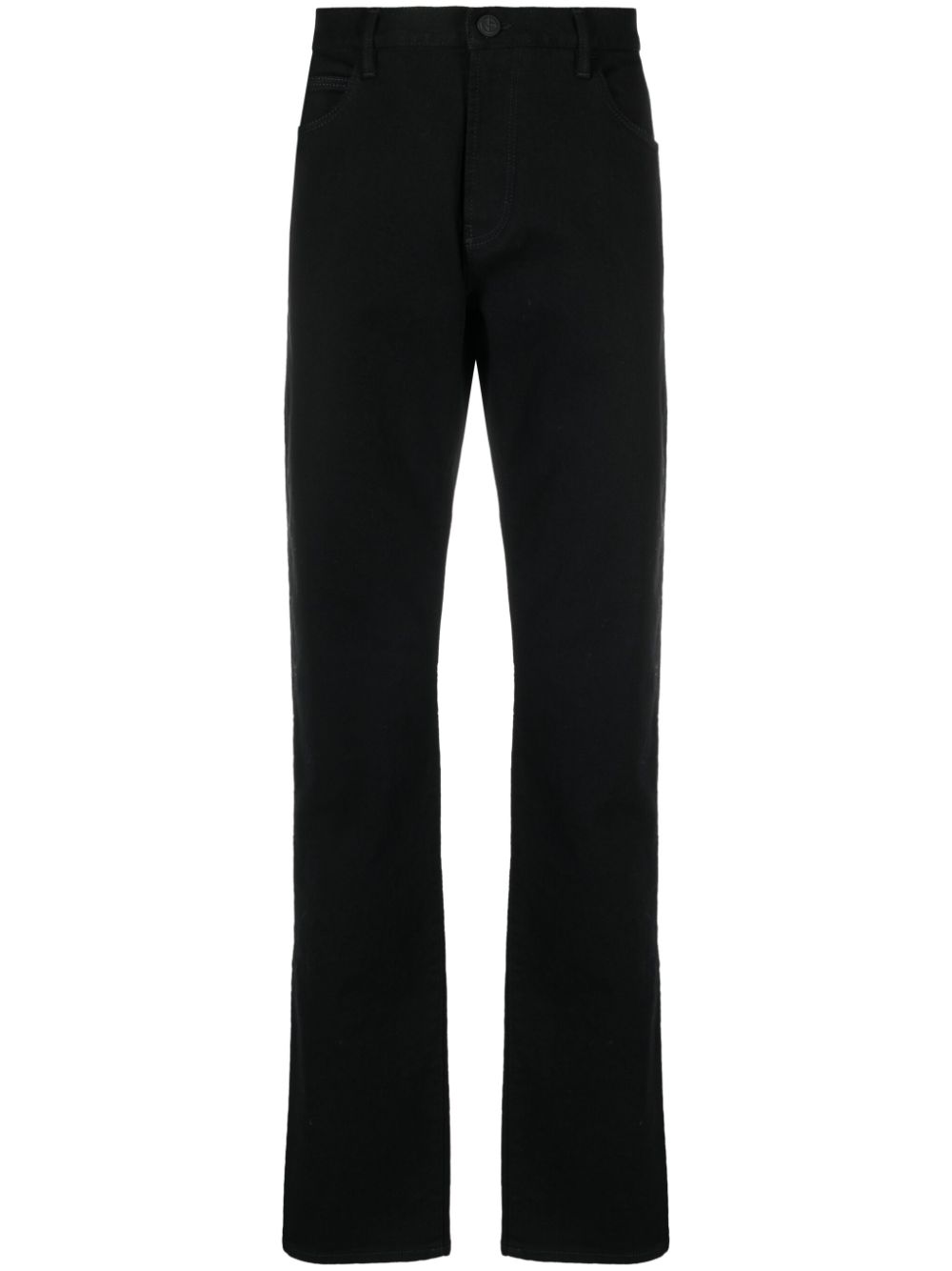 Mid-rise cotton straight jeans - Black