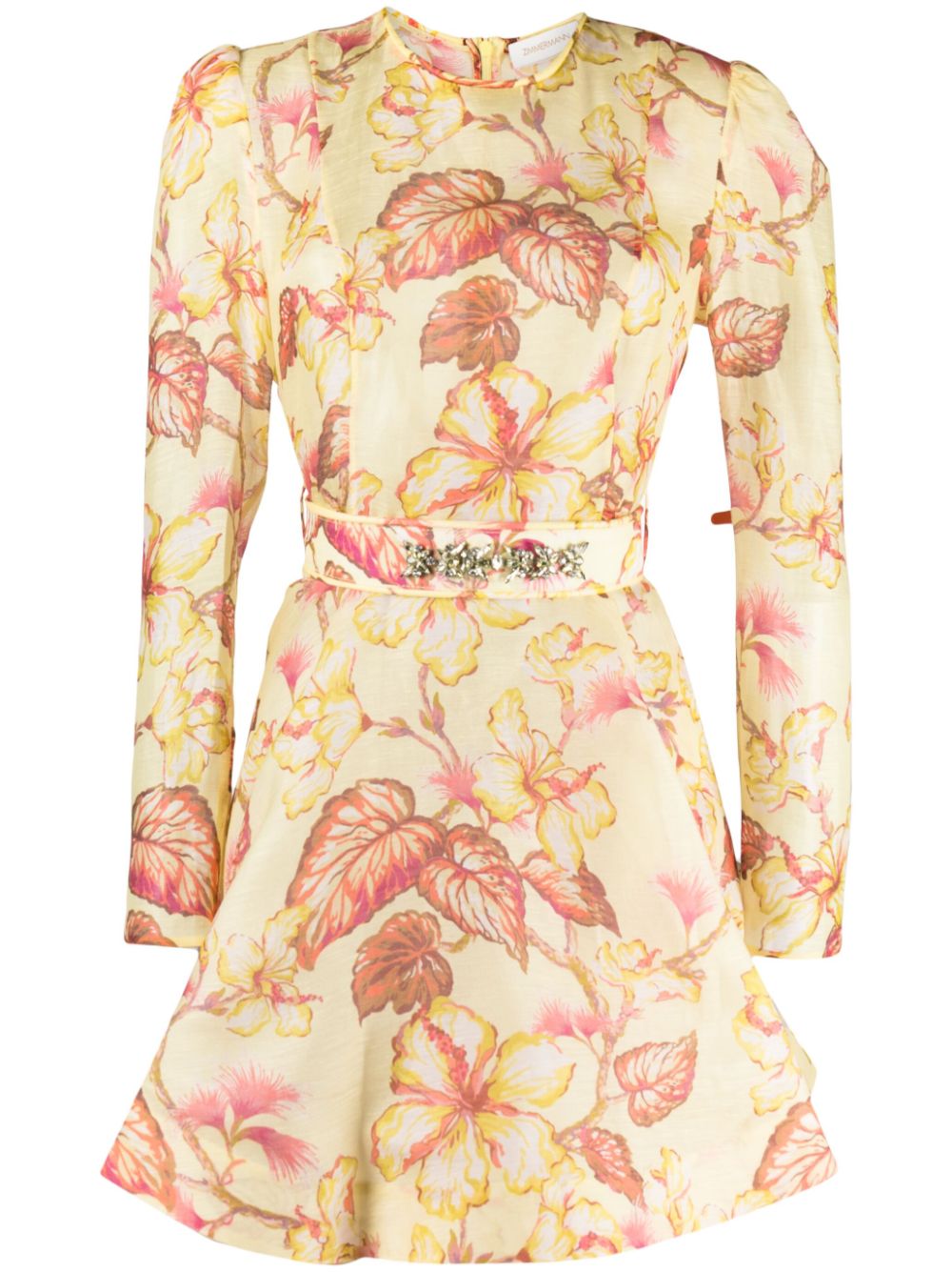 Hibiscus floral-print minidress - Blue