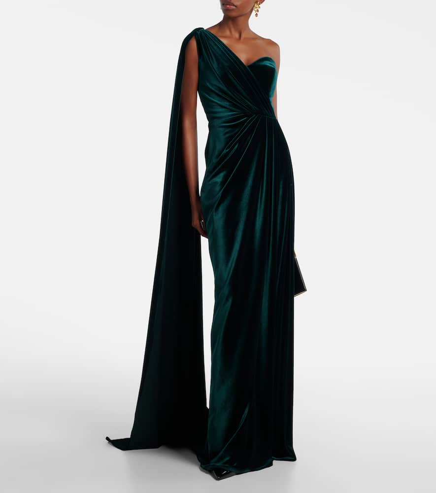 One-shoulder velvet gown