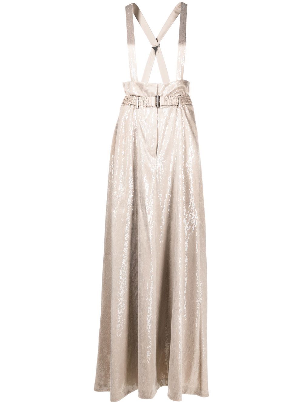 Sequinned high-waisted trousers - Neutrals