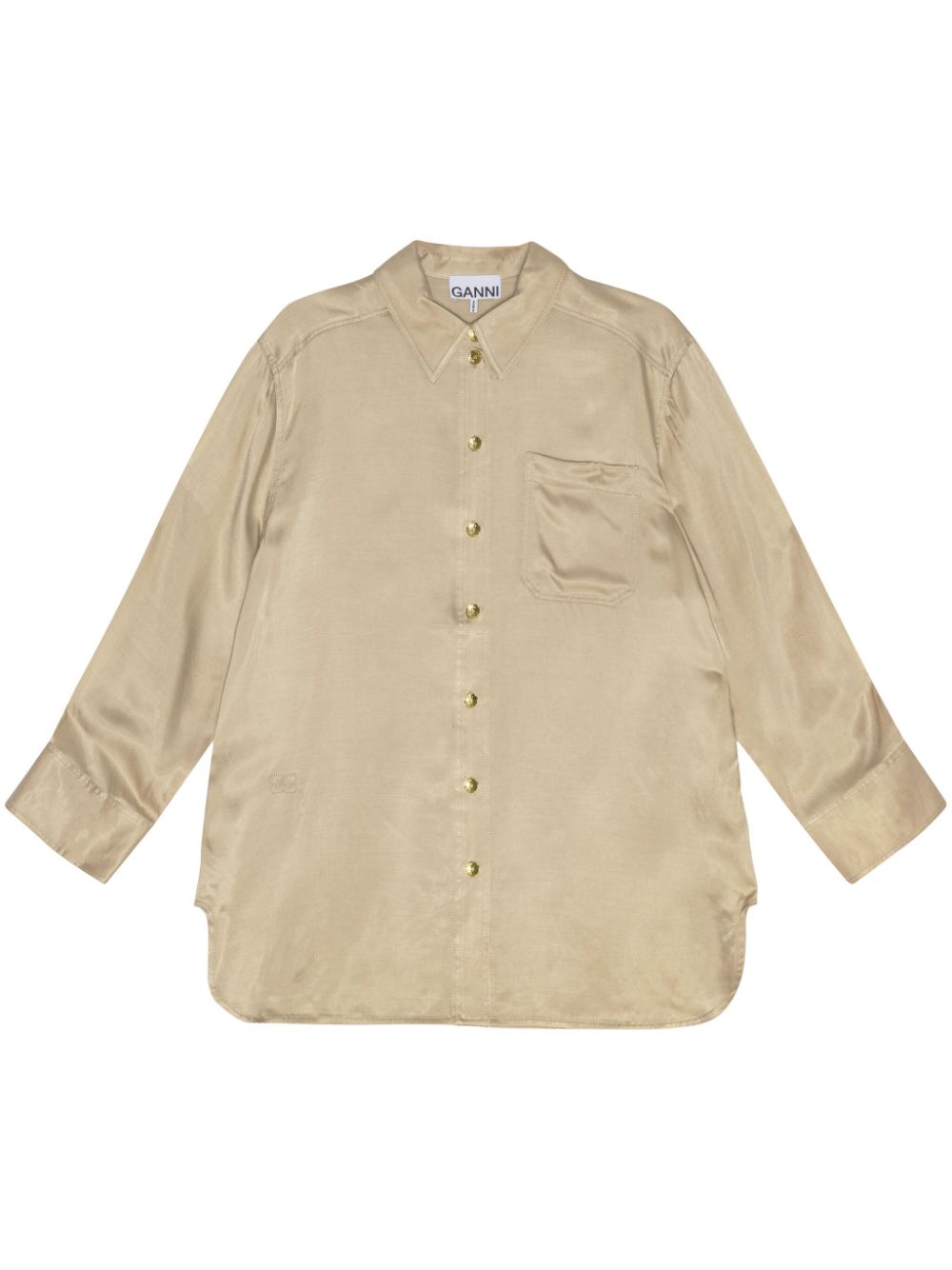 Long-sleeve satin shirt - Neutrals