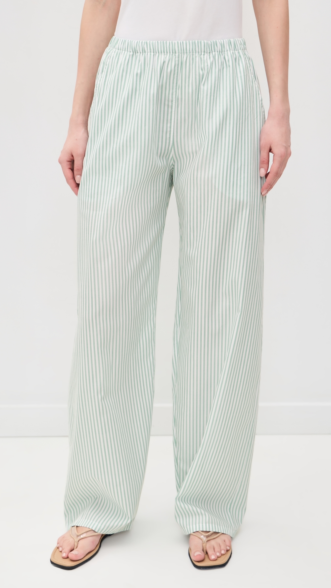 Yoshi Stripe Wide Leg Pants Vert Stripe